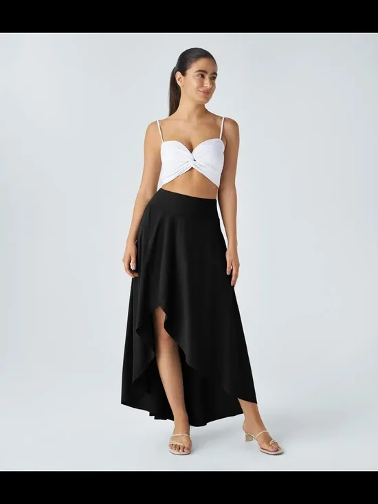 Halara Breezeful High Waisted 2-in-1 Flowy Maxi Skirt Skort Black XL - Picture 6 of 9